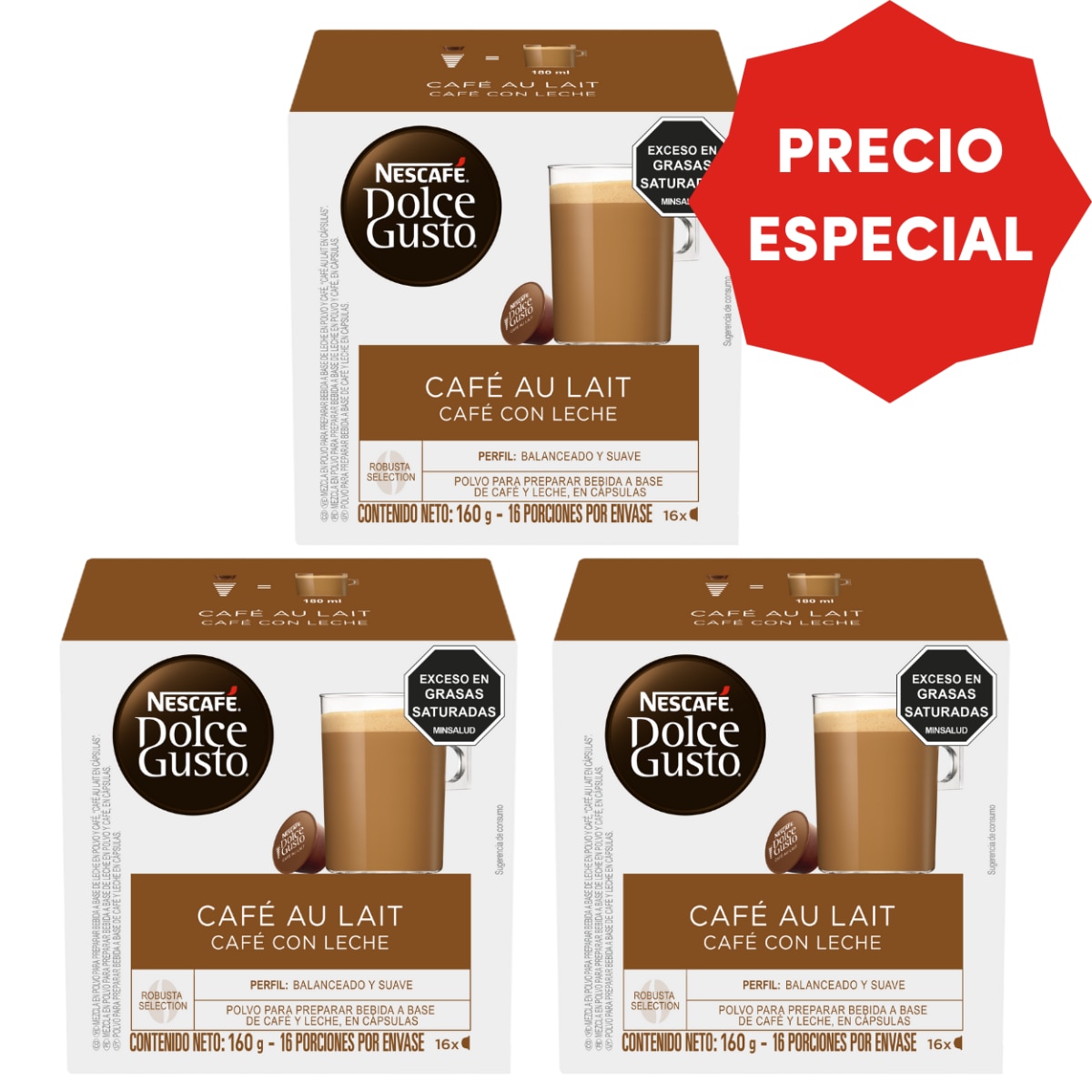 CAFÉ AU LAIT PACK X 3 - 48 CÁPSULAS