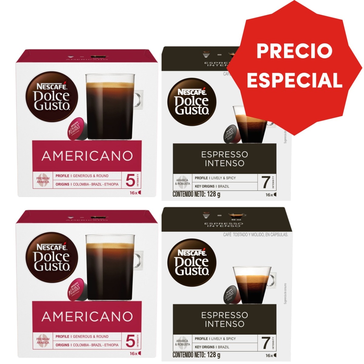 COMBO AMANTES DEL CAFÉ (2 Americano + 2 Espresso)