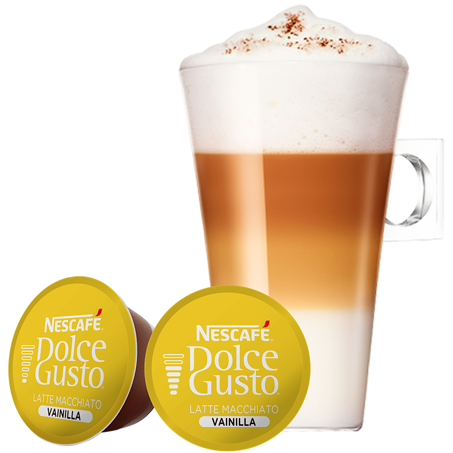 NESCAFÉ® Dolce Gusto® Latte Macchiato Vanilla cápsula y taza